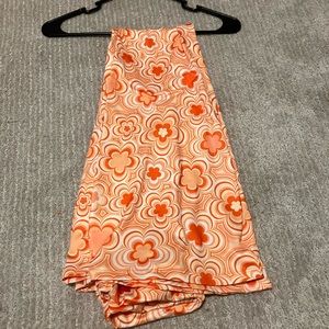 Orange flower high waisted flare leggings